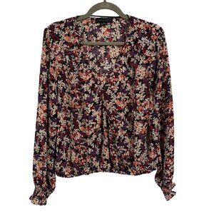 Sanctuary Cori Wrapped Front Long Sleeve‎ Floral Blouse Size M